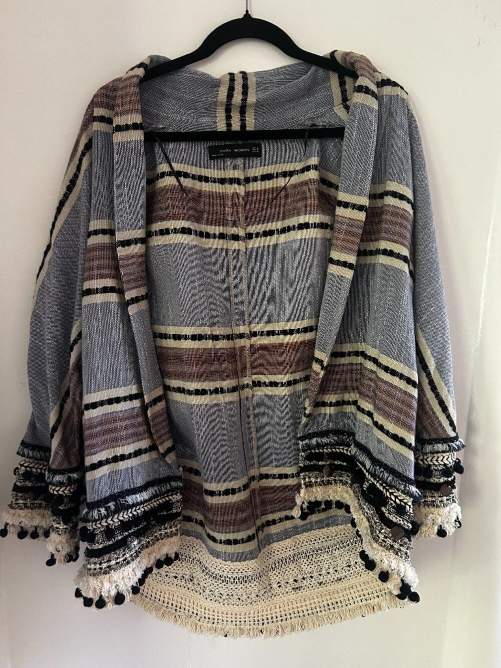 Zara Woman Striped Kimono / Lightweight Jacket – Boho Style